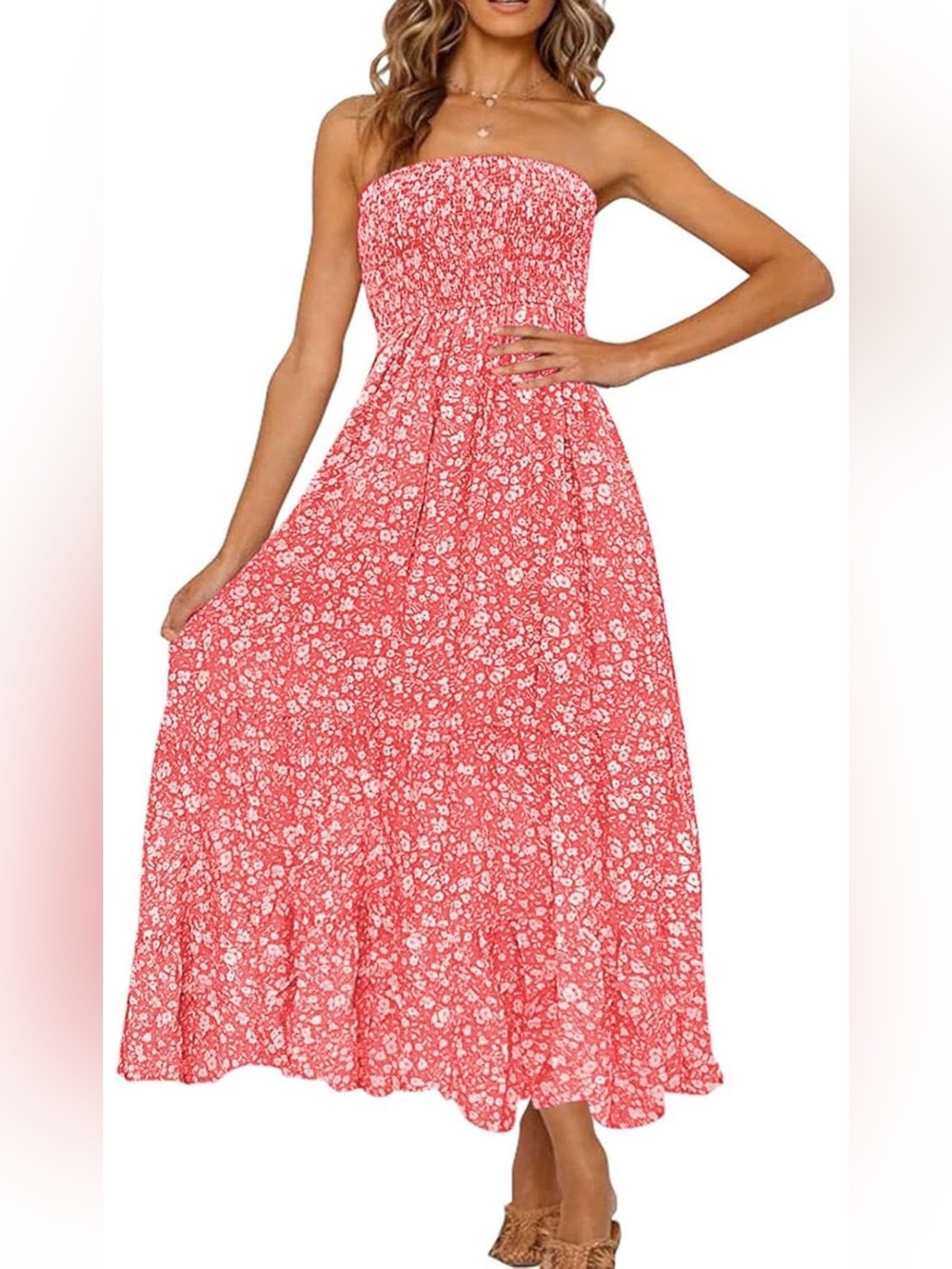 ZESICA  Strapless Dress Pink & White Dress Size Small 
Never Been Worn